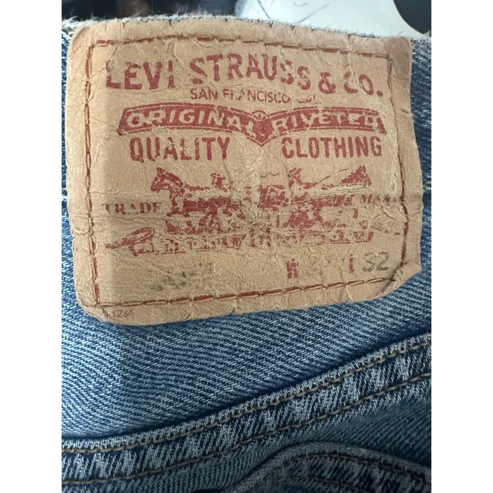 Levis 505 Regular Fit Distressed Jeans Mens 32x32 Light Wash Blue Grunge VTG Y2K